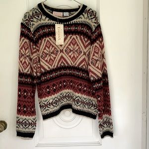 Basic Editions Holiday Nordic Crew Neck Sweater NWT